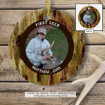 Hunter First HJORT Photo Camouflage minnesminnesst Julgransprydnad Keramik<br><div class="desc">Hunters personlig för att hedra minnet av den första HJORTEN med att bevara en prydnadsföremål för fotot med bild och namn och datum eller år med en kamouflage-design. All text är redigerbar så att du kan ändra rubriken efter behov. ASSISTANS: Om du vill ha hjälp med designändringar eller anpassning, ändrar...</div>