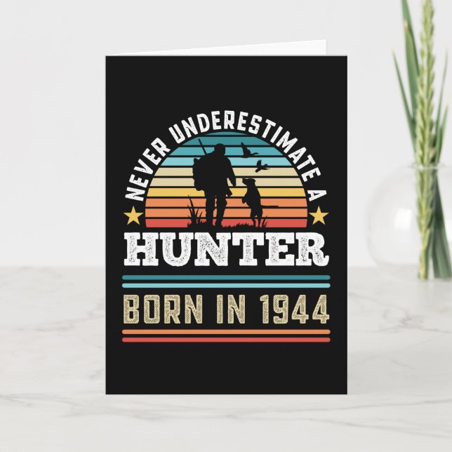 Hunter, född 1944, 80:e födelsedagen, jakt på Hund Kort (Framsida)