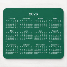 Hunter Green and White 2026 Calendar Musmatta