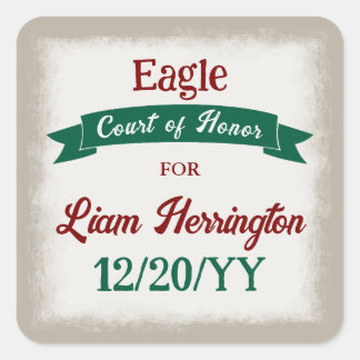 Hunter Green, Burgundy Red Party Favor Sticker Fyrkantigt Klistermärke