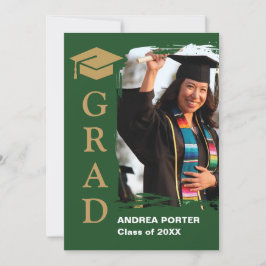 Hunter Green Graduation Invitation with Photo Inbjudningar