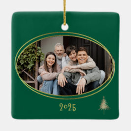 Hunter Green Pink & Gold Christmas Trees Julgransprydnad Keramik