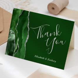 Hunter Grönt Agate Silver Bröllop Tack Kort