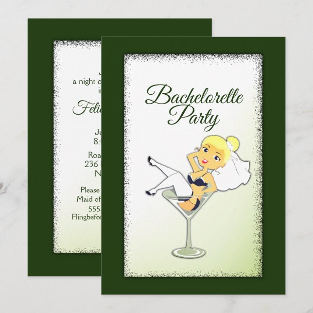 Hunter Grönt Bachelorette Party-inbjudan Inbjudningar (Fram/baksida)