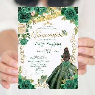 Hunter Grönt Dress 2 Mis Quince-inbjudan Inbjudningar