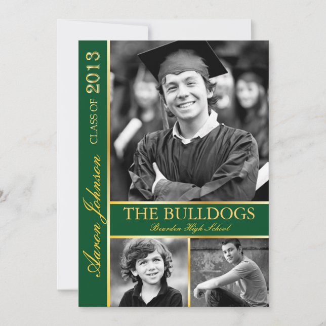 Hunter Grönt och Guld Fotoinbjudan E Inbjudningar (Framsida)