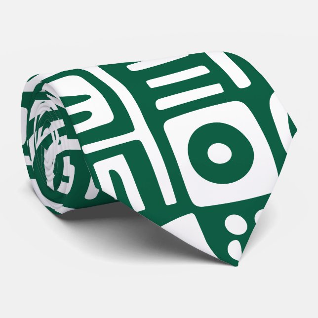 Hunter grönt och vita dodlar på 7 slips (Rullad)