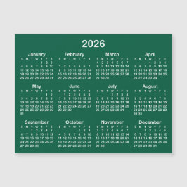 Hunter Grönt och White 2026 Magnetic Calendar