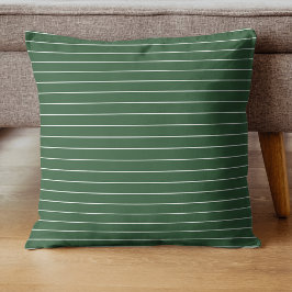 Hunter Grönt och White Thin Vågrät Stripe Kudde