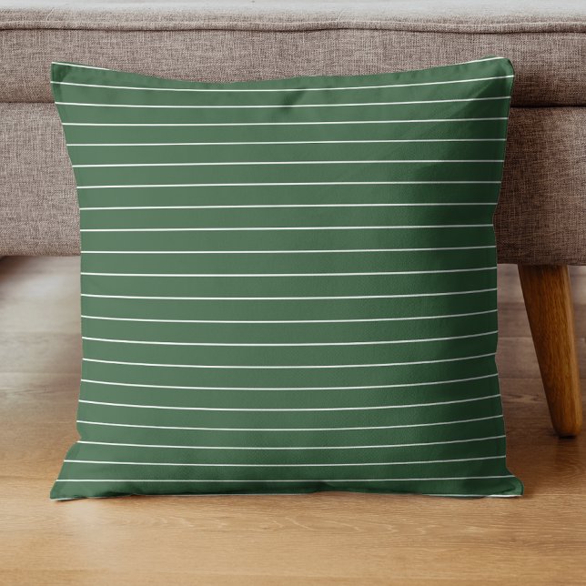 Hunter Grönt och White Thin Vågrät Stripe Kudde (Skapare uppladdad)