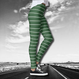 Hunter Grönt och White Thin Vågrät Stripe Leggings