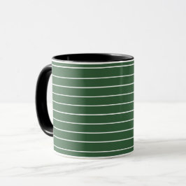 Hunter Grönt och White Thin Vågrät Stripe Mugg