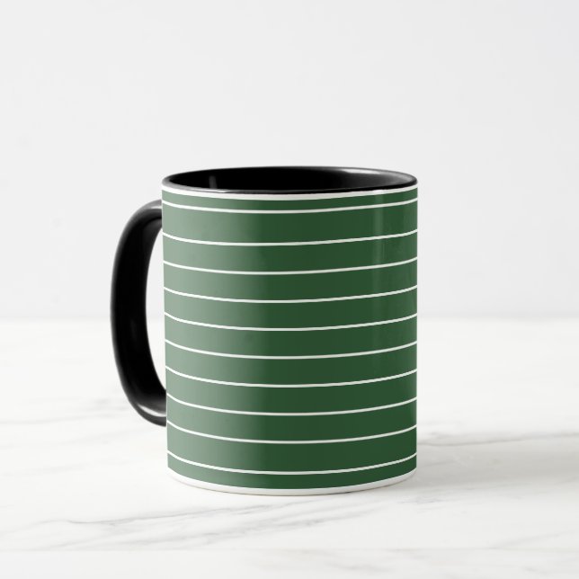 Hunter Grönt och White Thin Vågrät Stripe Mugg (Framsida vänster)