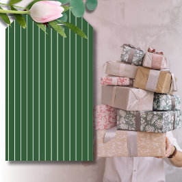 Hunter Grönt och White Thin Vågrät Stripe Presentetikett