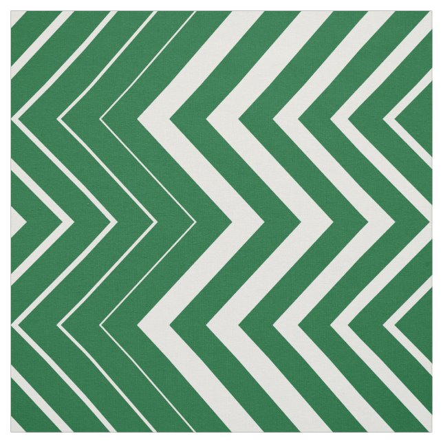 Hunter Grönt och White Zigzag Chevron Tyg (Provkarta)