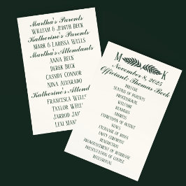 Hunter Grönt på Cream Initialer Bröllop Program