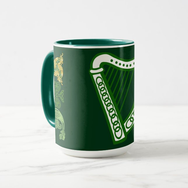 Hunter Grönt Saint patrick's day Irish Harp Celtic Mugg (Framsida vänster)