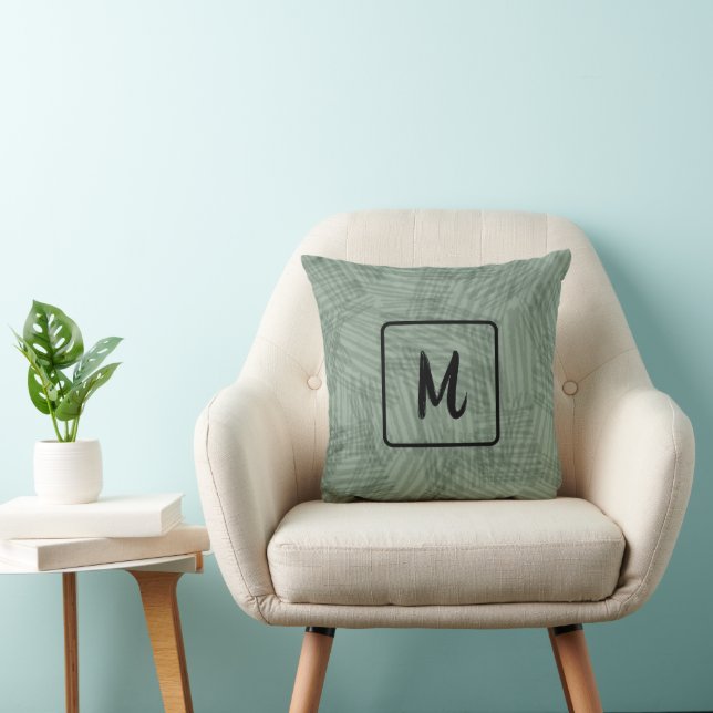 Hunter Grönt Struktur Monogram inledande minimalis Kudde (Stol)