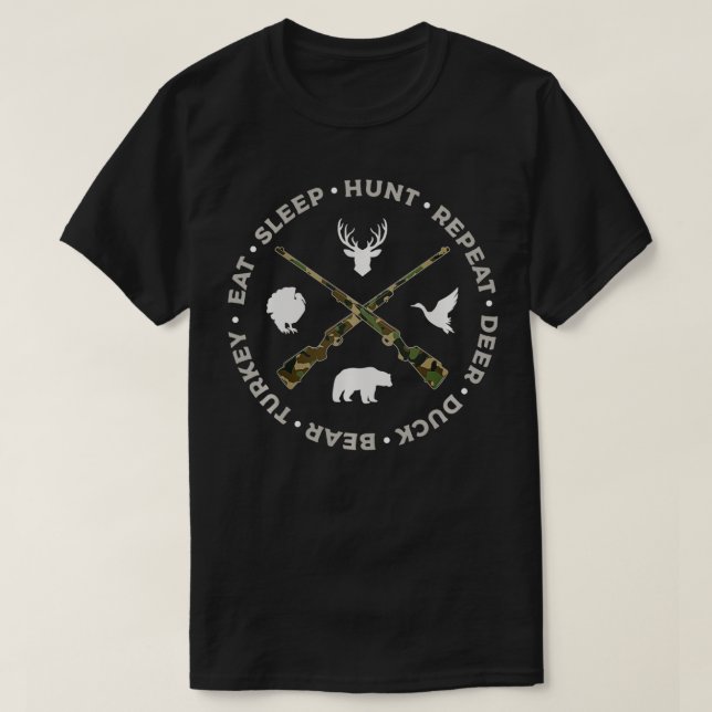 Hunter Hjort Anka Bear Turkey Hunting Eat Ssov Hun T Shirt (Design framsida)