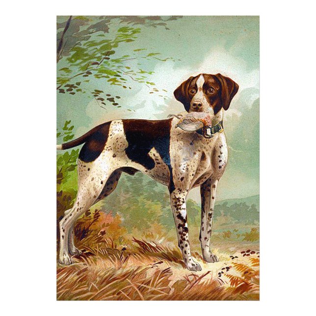 Hunter hund med fågel i munnen fototryck (Framsidan)