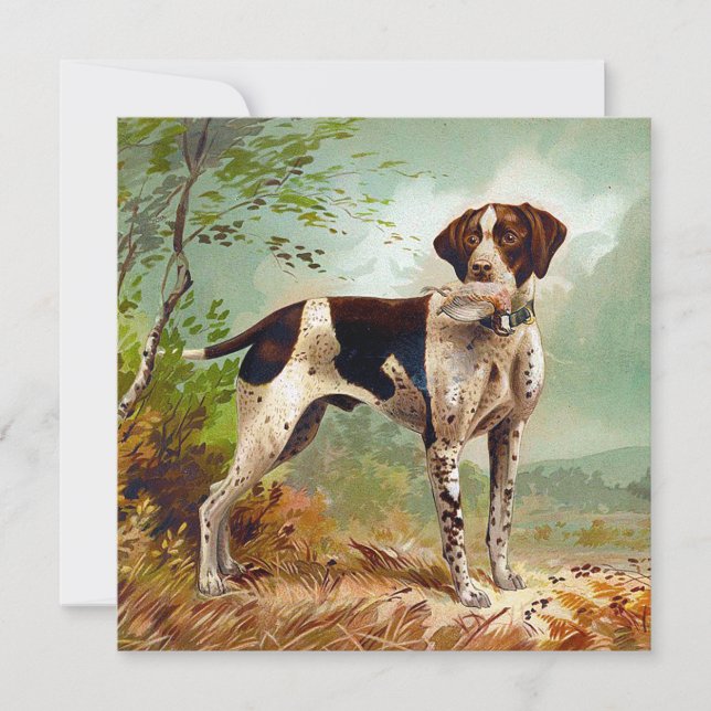 Hunter hund med fågel i munnen julkort (Framsida)