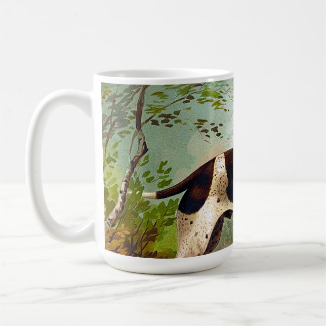 Hunter hund med fågel i munnen kaffemugg (Vänster)