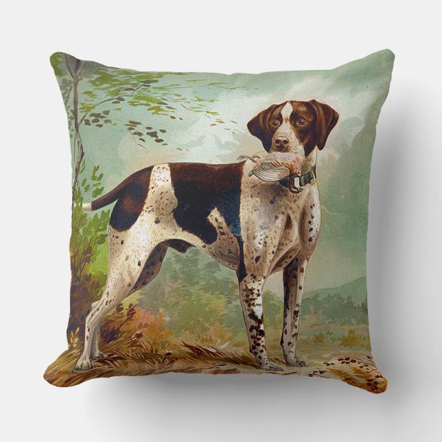 Hunter hund med fågel i munnen kudde (Framsida)