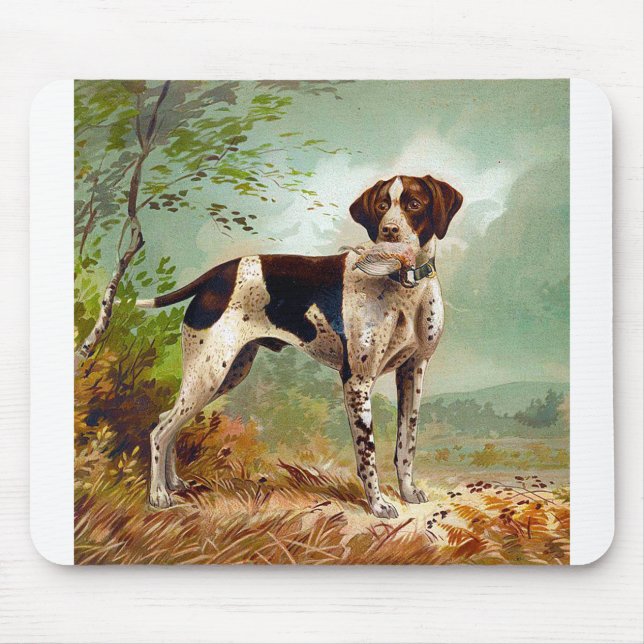 Hunter hund med fågel i munnen musmatta (Framsidan)