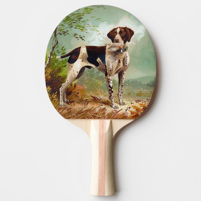 Hunter hund med fågel i munnen pingisracket (Framsidan)