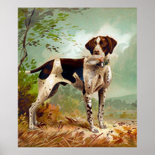 Hunter hund med fågel i munnen poster