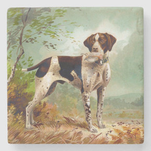 Hunter hund med fågel i munnen stenunderlägg