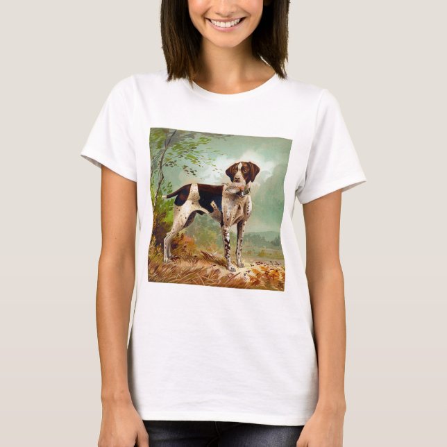 Hunter hund med fågel i munnen t shirt (Framsida)