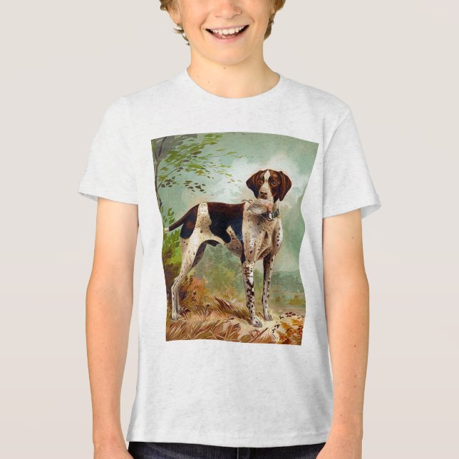 Hunter hund med fågel i munnen t shirt (Framsida)