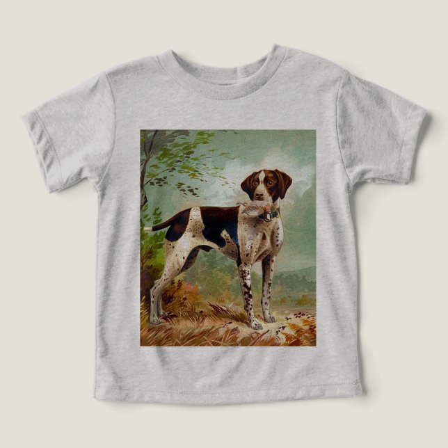 Hunter hund med fågel i munnen t shirt (Design Framsida)