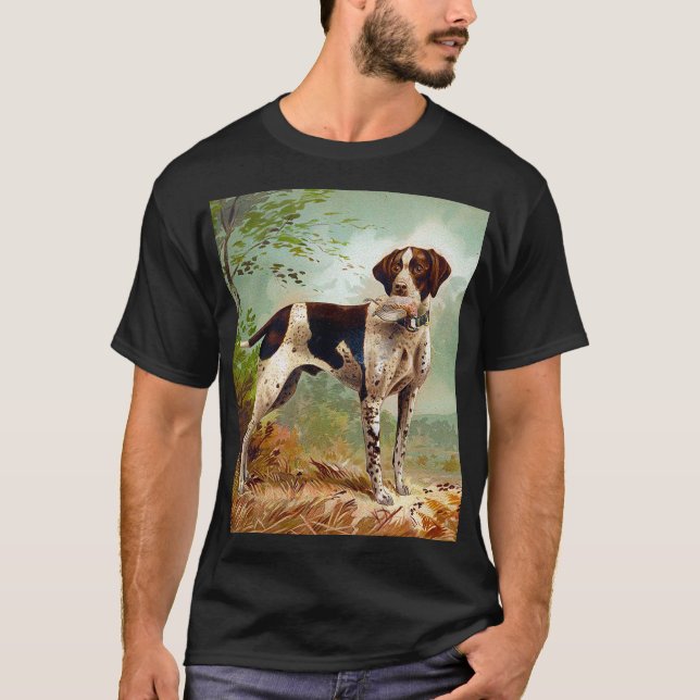 Hunter hund med fågel i munnen t shirt (Framsida)