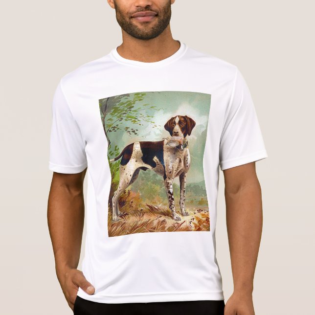 Hunter hund med fågel i munnen t shirt (Framsida)