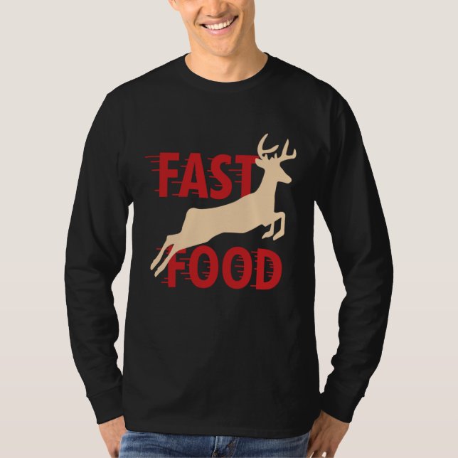 Hunter Hunting Deer Fast Food T Shirt (Framsida)