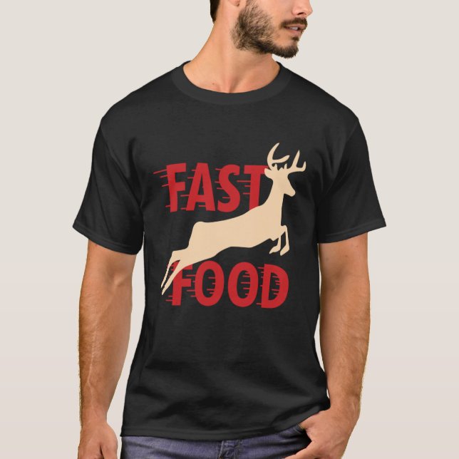 Hunter Hunting Deer Fast Food T Shirt (Framsida)