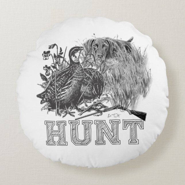 Hunter (jakt med GSP) Rund Kudde (Framsidan)