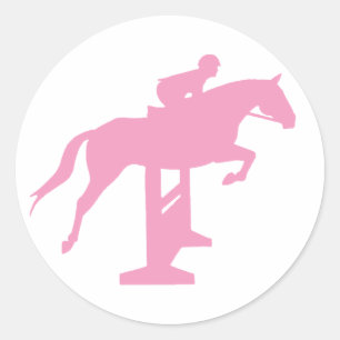 Hunter Jumper Horse & Rider (rosa) Runt Klistermärke