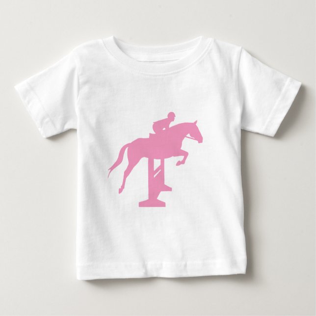 Hunter Jumper Horse & Rider (rosa) Tee Shirt (Framsida)