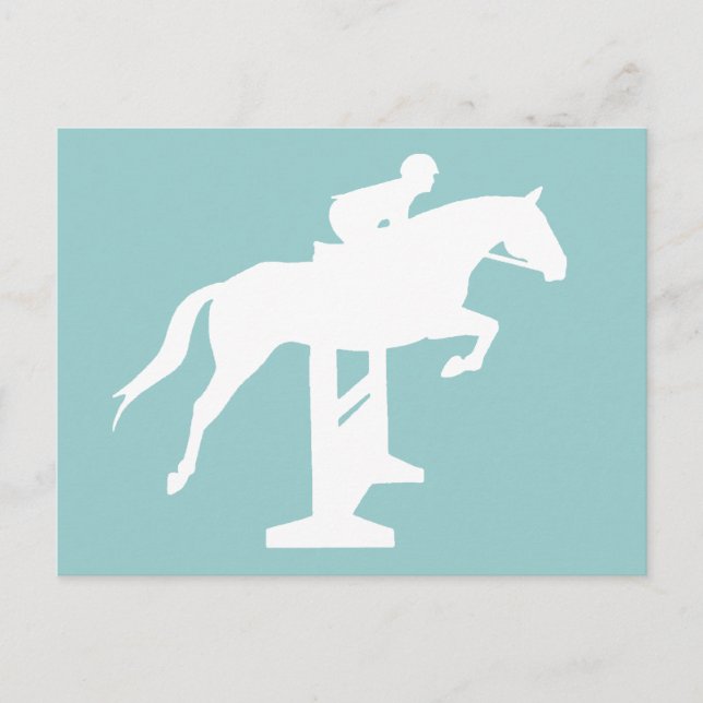 Hunter Jumper Horse & Rider (vit) Vykort (Framsida)