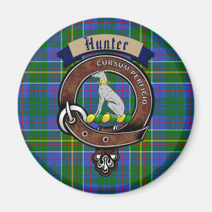 Hunter Klan Badge & Tartan Magnet