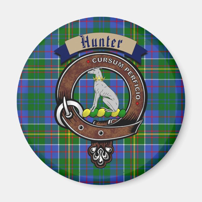 Hunter Klan Badge & Tartan Magnet (Framsidan)