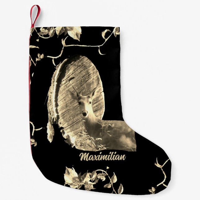 Hunter Land Wood Knot Buck Hjort Liten Julstrumpa (Framsidan)