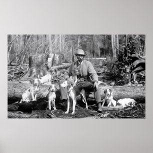 HUNTER med 7 HUNDAR c. 1880 Poster
