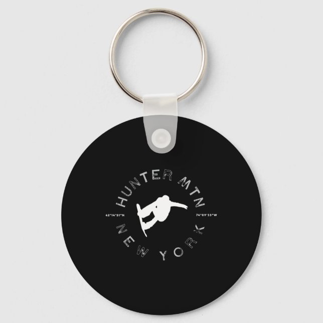 Hunter Mountain All Vintage Retro Snowboarding Nyckelring (Framsida)