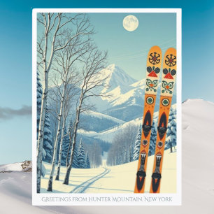 Hunter Mountain New York-vykort för skidsemester Vykort
