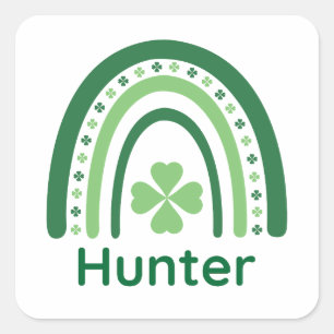 Hunter Namn Klöver Boho Rainbow Fyrkantigt Klistermärke