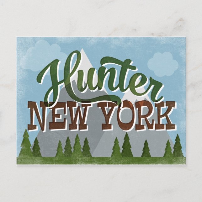 Hunter New York Roligt Retro Snowy Mountains Vykort (Framsida)